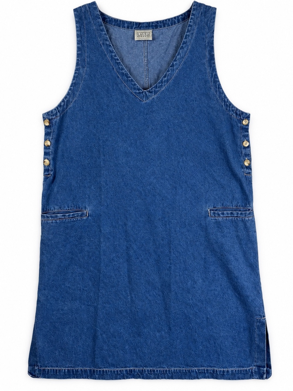 Vintage 90s Laura Gayle Denim Jumper Dress 16 Pinafore Side Button